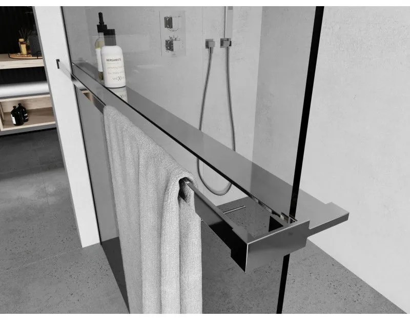 Mexen príslušenstvo, polička/držiak na uteráky pre sprchovú zástenu (max 140cm), chrómová, 800-02-01