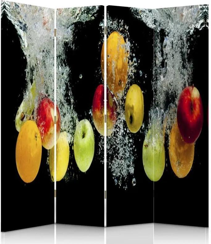 CARO Paraván - Apples In The Water | štvordielny | obojstranný 145x150 cm