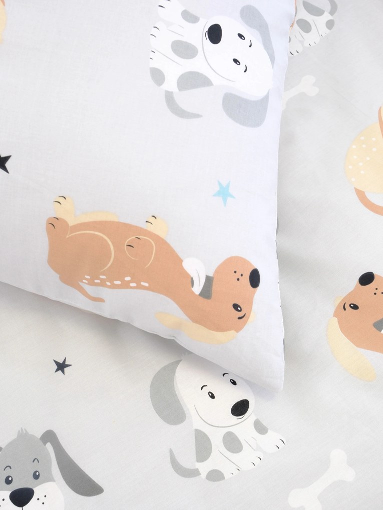 Bavlnené obliečky Renforcé do postieľky - Psíci sivé