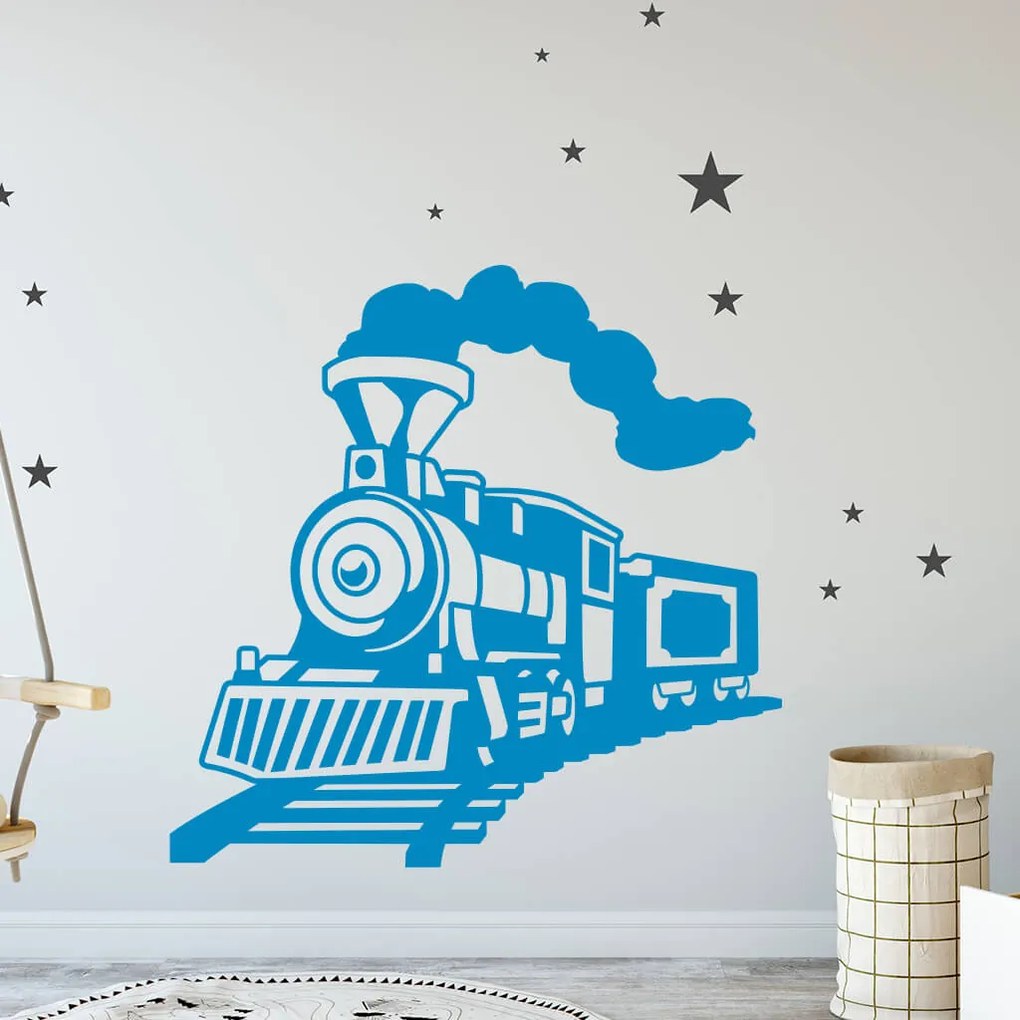 Veselá Stena Samolepka Parná lokomotíva Farba: černá, Veľkosť: 80 x 78 cm