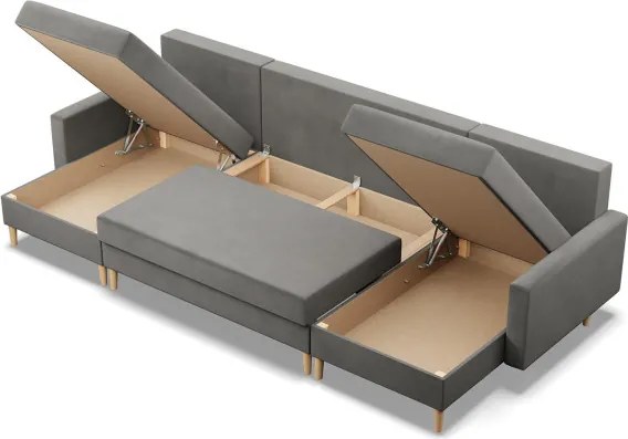 Sedacia súprava BLANK Elegant v tvare U svetlosivá