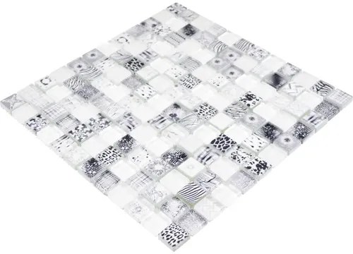 Sklenená mozaika štvorcová crystal mix superwhite