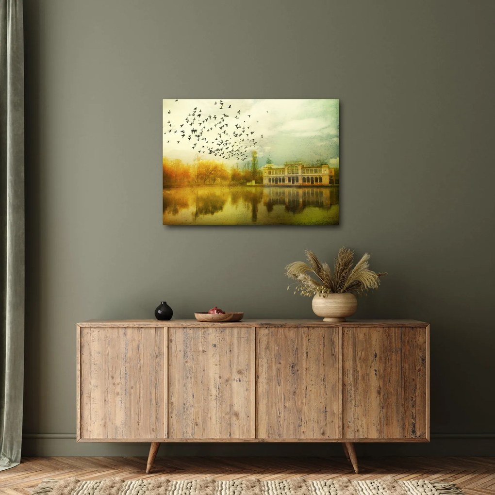 Obraz maľované krajiny so sídlom (70x50 cm)
