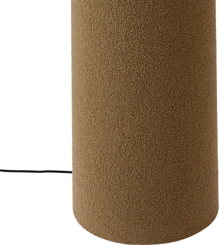 Japandi stojaca lampa hnedá látka Teddy 2-svetelná - Trompet