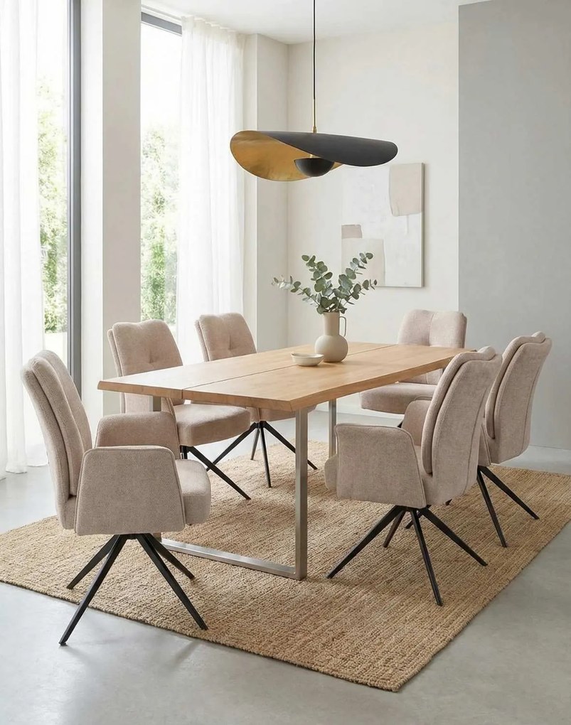 Otočná jedálenská stolička Stanley, čalúnená, béžová