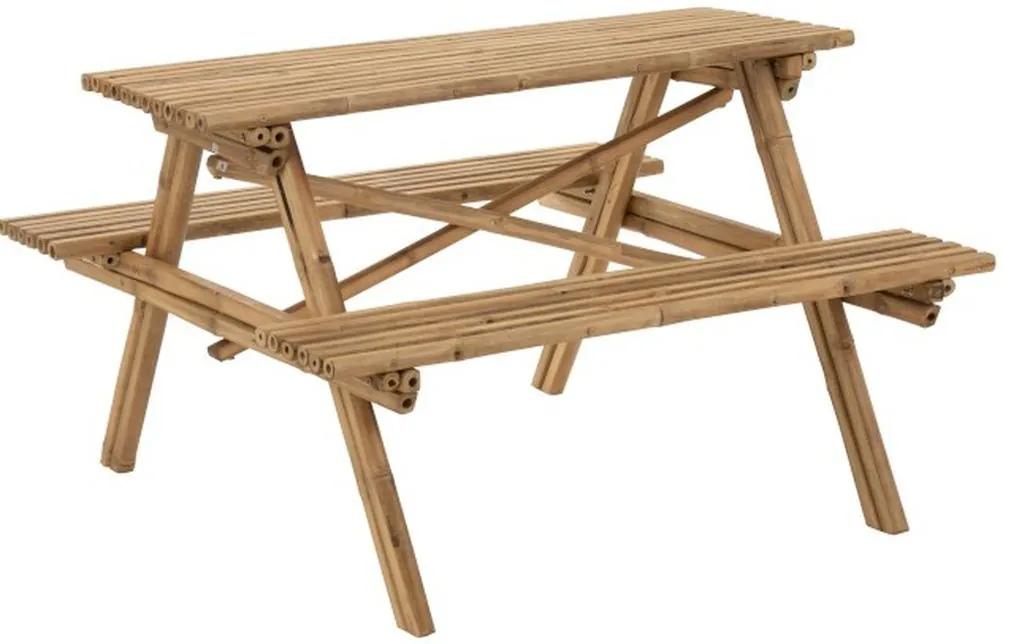 Vonkajší bambusový set lavice a stôl Bambo - 204 * 20 * 74 cm