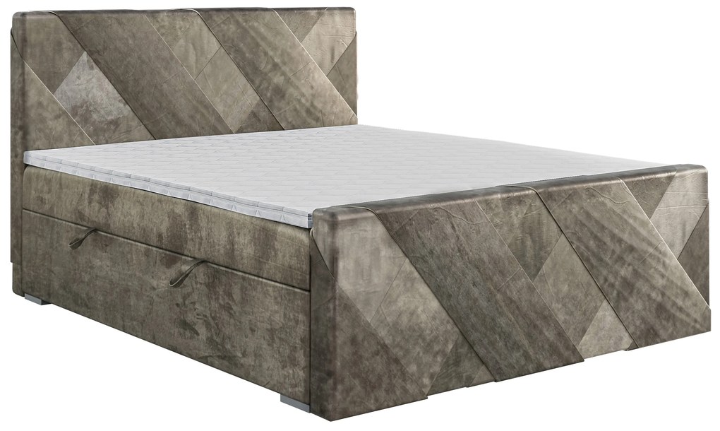 Jednolôžková posteľ Boxspring 120 cm Galand (hnedosivá) (s matracom a úl. priestorom). Vlastná spoľahlivá doprava až k Vám domov. 1043373