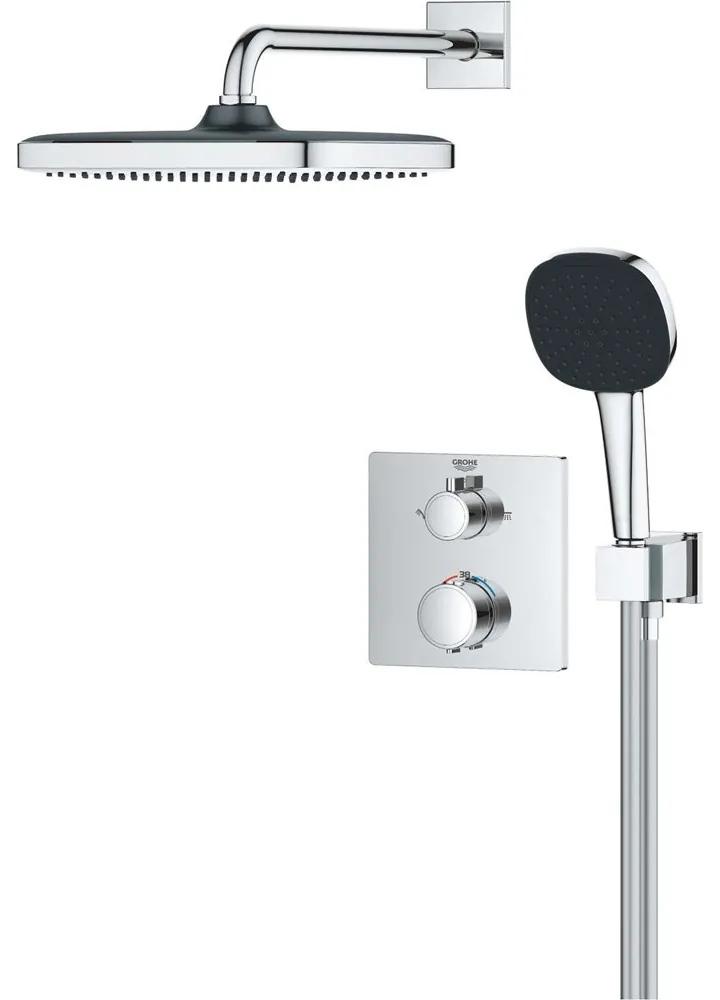 GROHE Precision Thermostat sprchový systém pod omietku s termostatom, horná sprcha 1jet EcoJoy 250 x 250 mm, ručná sprcha 2jet, chróm, 34882000