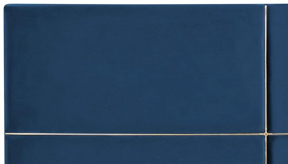 Zamatová posteľ s úložným priestorom 140 x 200 cm modrá VERNOYES Beliani