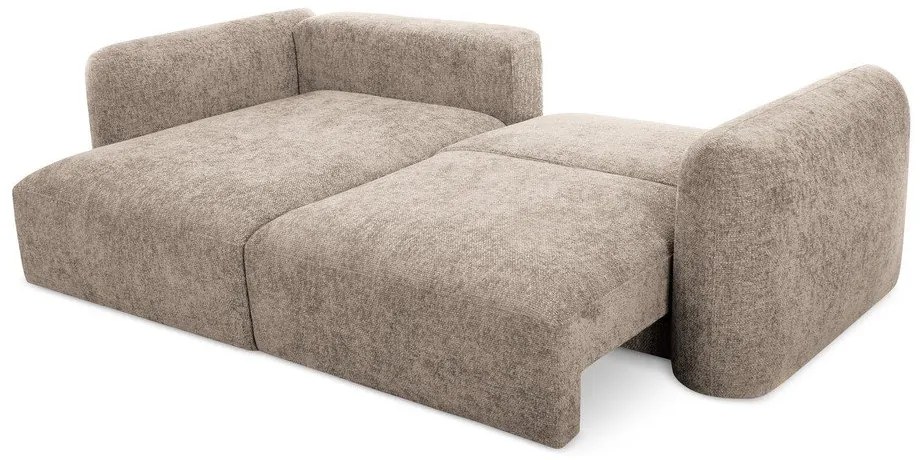 Svetlohnedá ženilková rozkladacia/s úložným priestorom rohová pohovka (ľavý roh/s leňoškou) Mele – Makamii