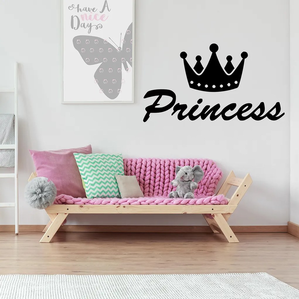 Veselá Stena Samolepka na stenu na stenu Princess Farba: černá