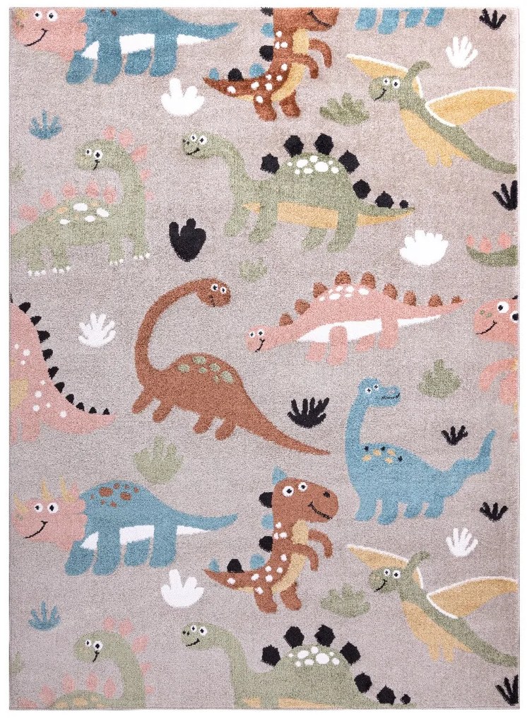 Dywany Łuszczów Detský kusový koberec Fun Dino beige - 80x150 cm