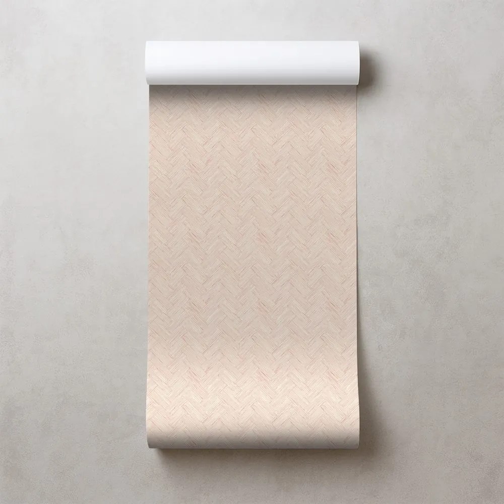 Tapeta elegantná béžová textúra košíkovej väzby