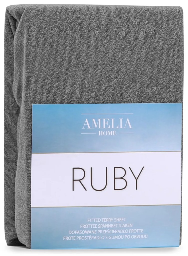 Froté prestieradlo s gumou AmeliaHome Ruby grafitové