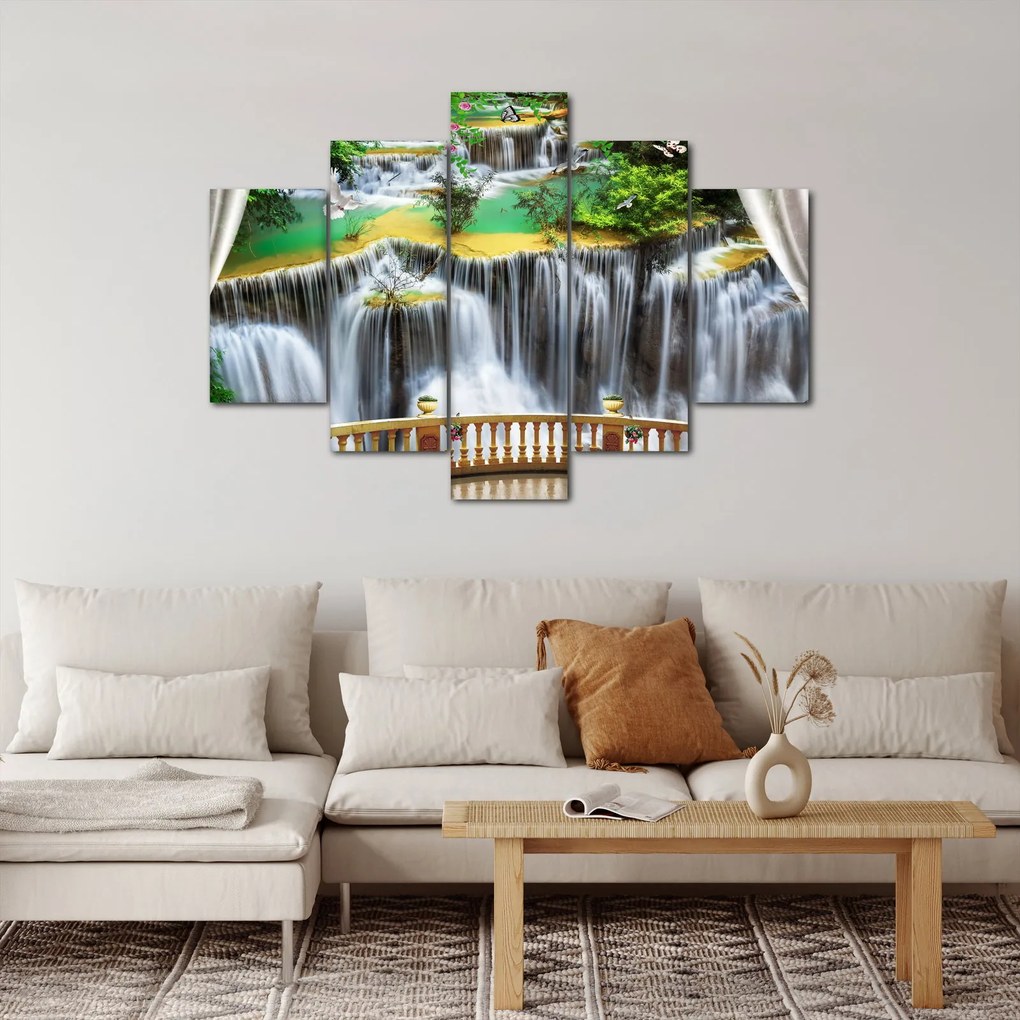 Obraz - Výhľad na kúzelné vodopády (150x105 cm)