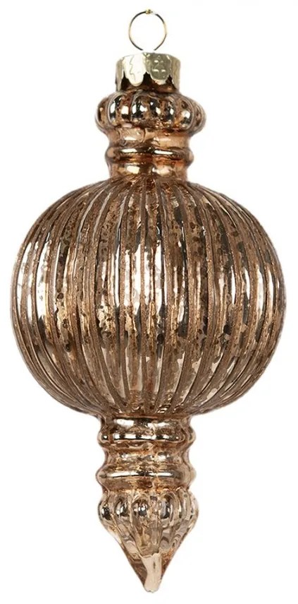 Medená sklenená vianočná ozdoba banka - Ø 7*14 cm