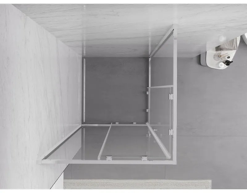 Mexen Exo, štvorcový sprchovací kút s posuvnými dverami 90x90 cm, 6mm číre sklo, chrómový profil, 8111-090-090-01-00