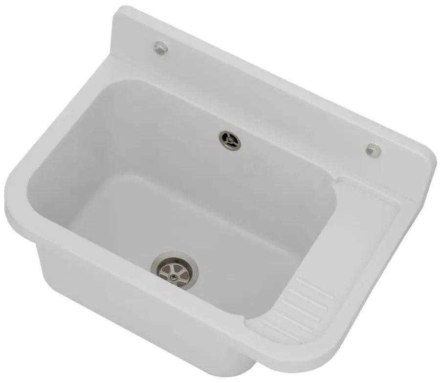 Sink Quality Universe, univerzálna plastová výlevka 50x34x31 cm + sifón, 1-komorová, biela, SKQ-KGK50-WH