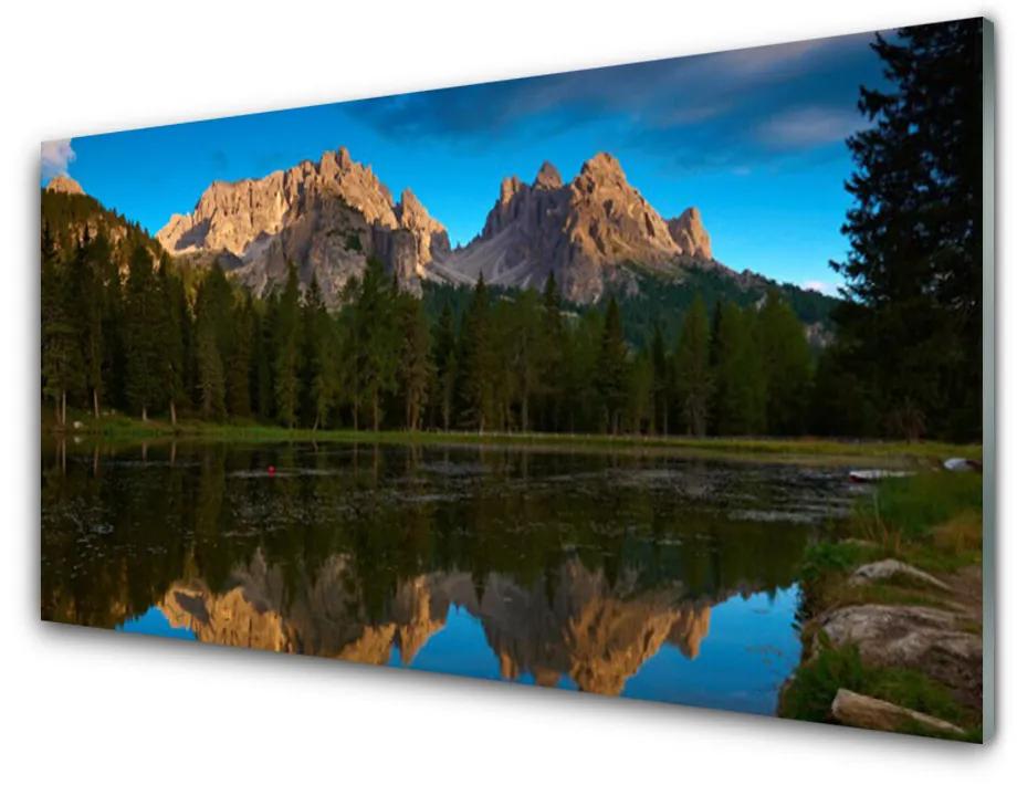 Obraz na akrylátovom skle Les jazero príroda 120x60 cm
