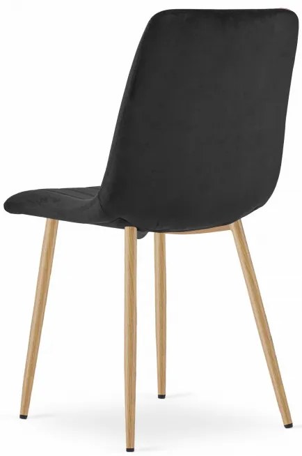 Set troch jedálenských stoličiek LAVA zamatové čierne / drevené nohy (3 ks)