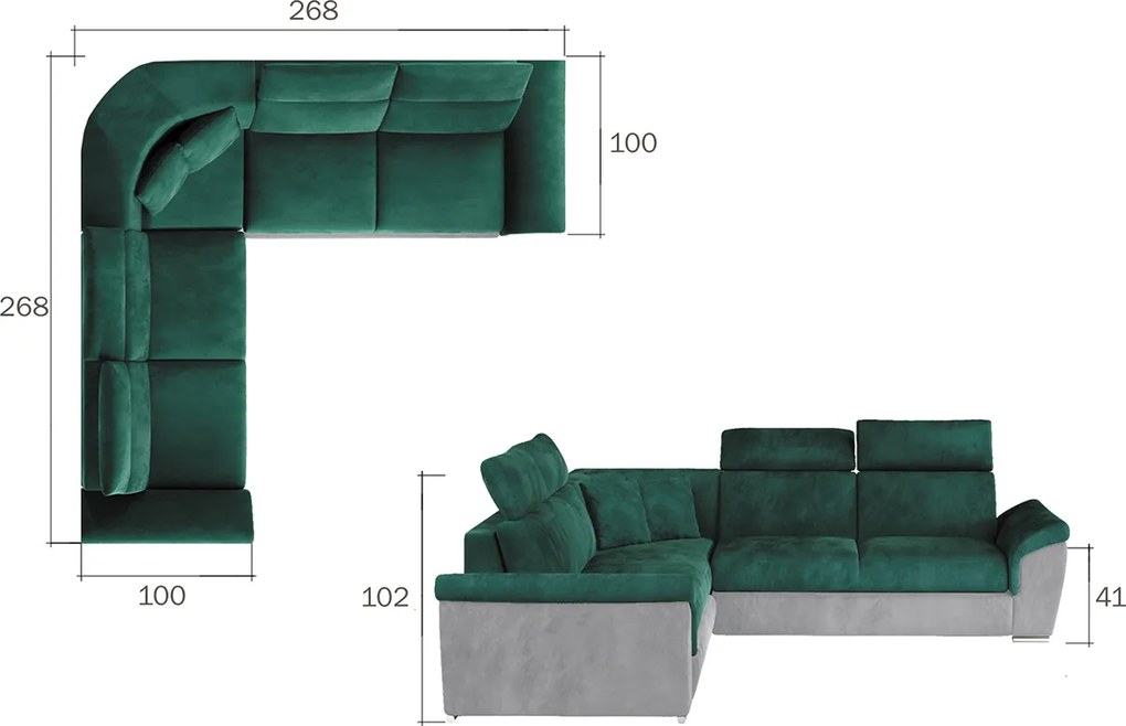Rohová sedačka s rozkladom a úložným priestorom Feraro L/P - tmavohnedá / béžová