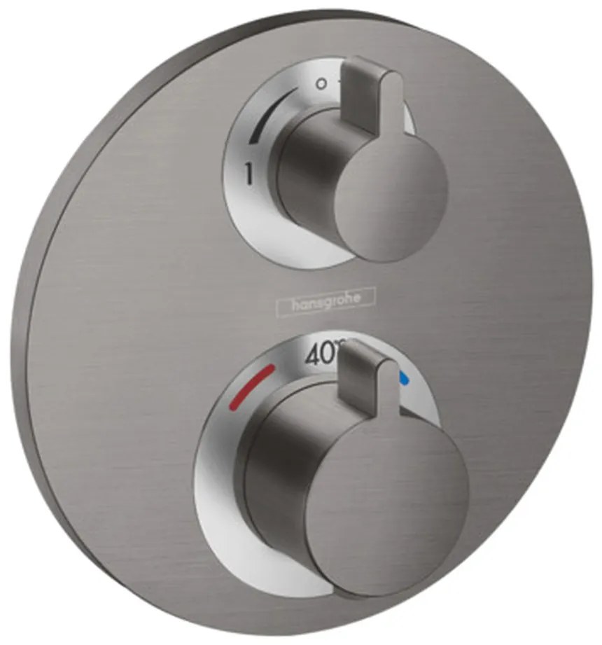Hansgrohe Ecostat S, termostatická batéria pod omietku na 2 spotrebiče, kefovaný čierny chrómová, HAN-15758340