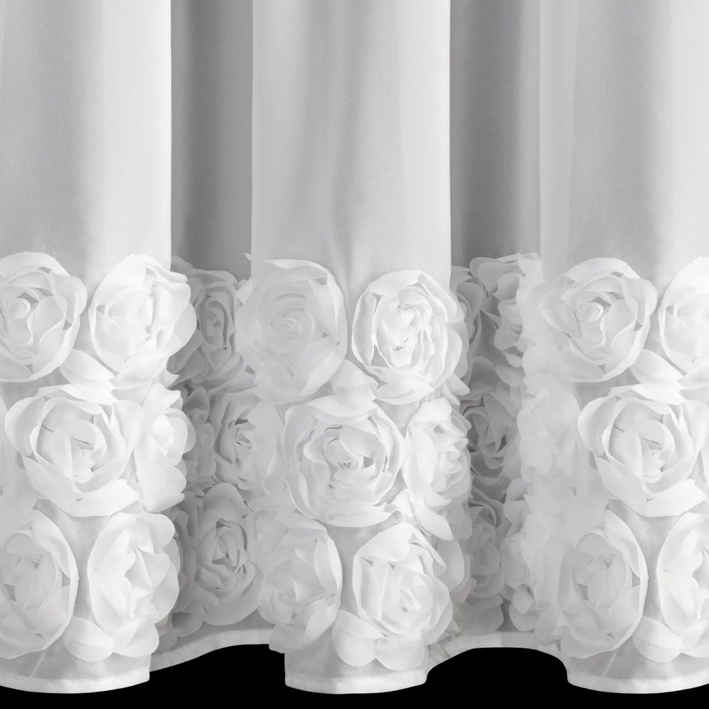 KRÁTKA ZÁCLONA NA PÁSKE EVA MINGE ROSES11 150X90 CM BIELA