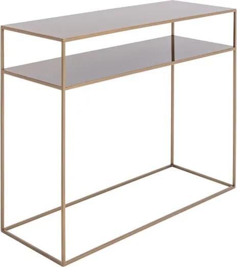 Konzolový kovový stôl v zlatej farbe s policou Custom Form Tensio, 100 x 35 cm