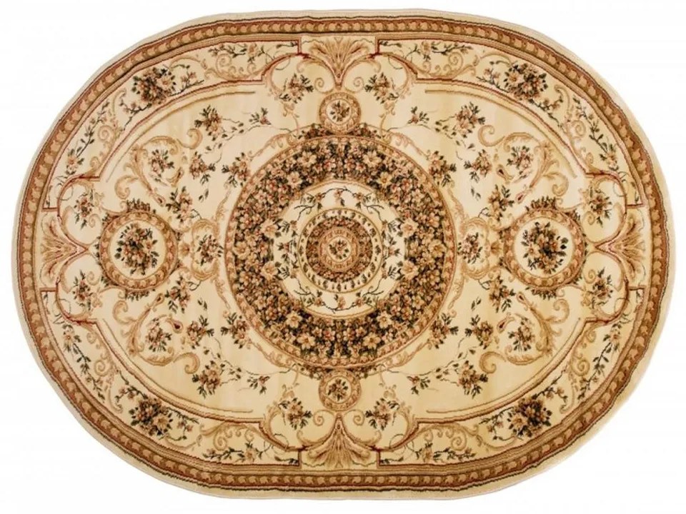 Kusový koberec klasický vzor 3 béžový ovál 250x350cm