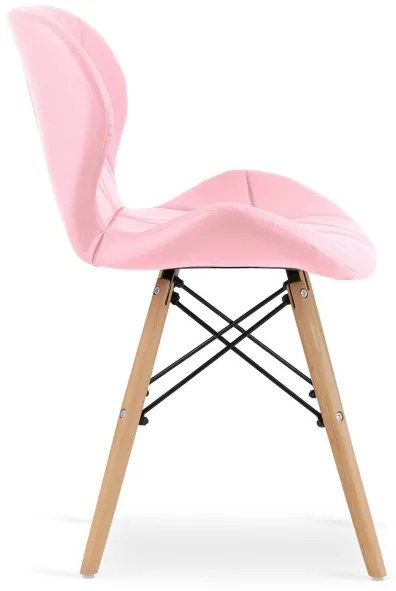 Set dvoch jedálenských stoličiek LAGO ekokoža - ružová (hnedé nohy) 2ks