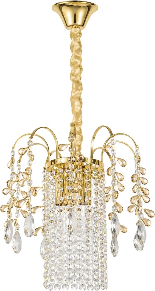 Toolight Toolight, krištáľová závesná lampa Ø30 cm, 3×E14, SWE090-CP, zlatá lesklá, OSW-30217