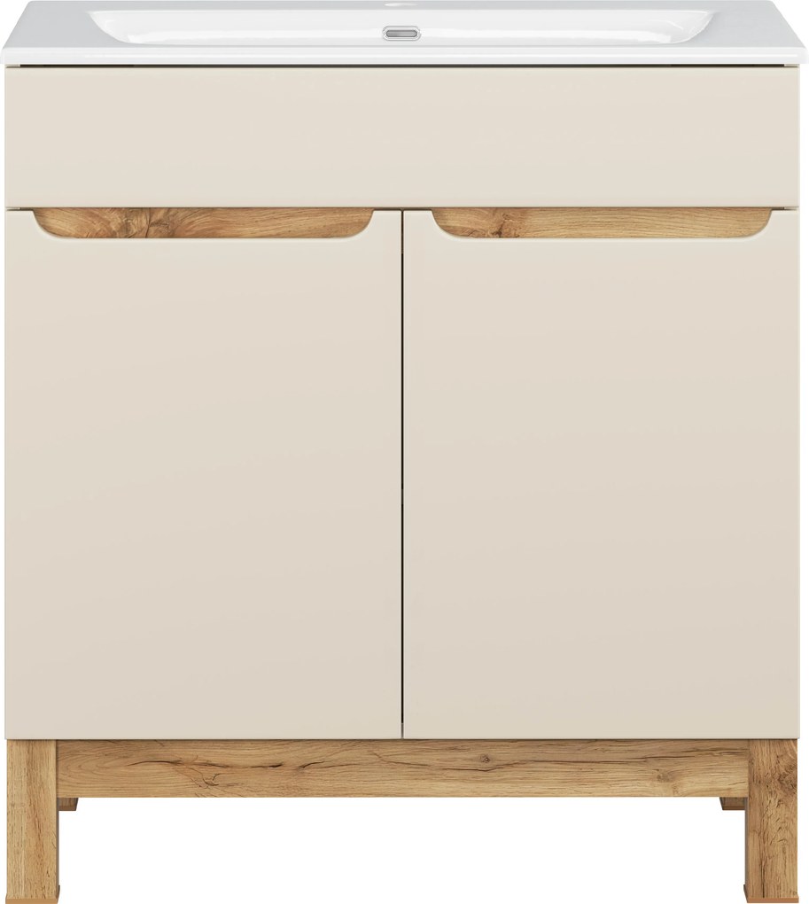 Comad Kúpeľňová skrinka s keramickým umývadlom Bali Cashmere 80 cm - kašmír