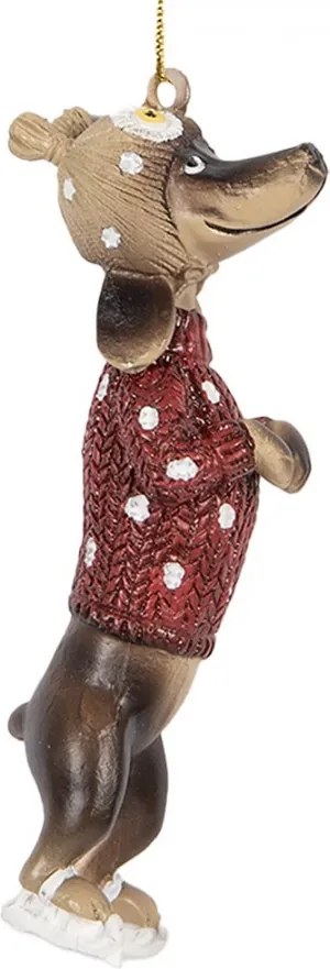 Závesná dekorácia jazvečík Dachshund vo svetríku - 4*3*10 cm