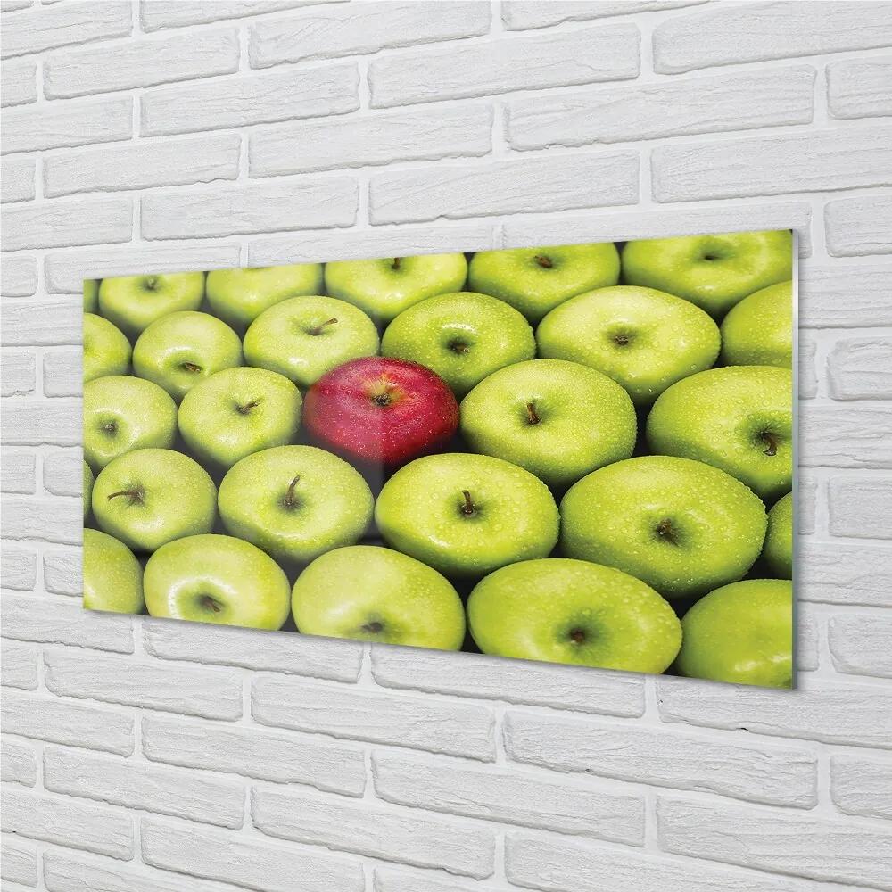 Obraz na skle Zelená a červená jablká 100x50 cm