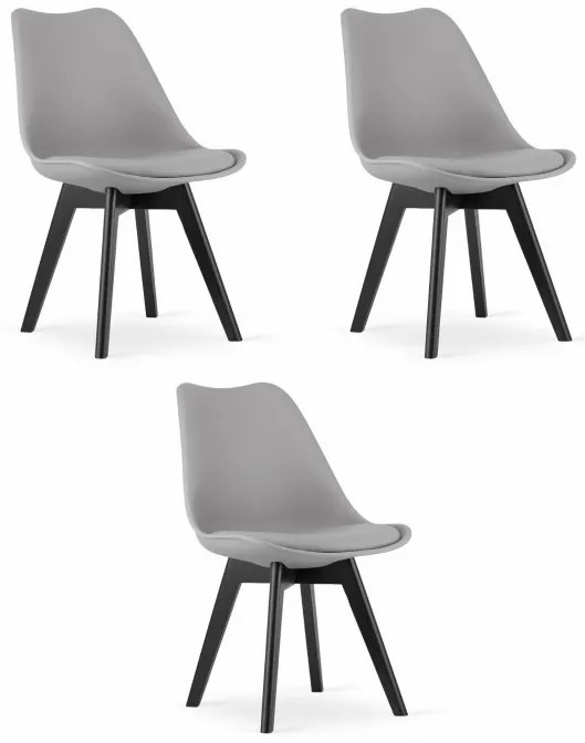 Set troch jedálenských stoličiek MARK sivý - čierne nohy (3 ks)