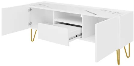 Tv skrinka/stolík Animere White ARTV144, Farby:: biela / biela + mramor bianco