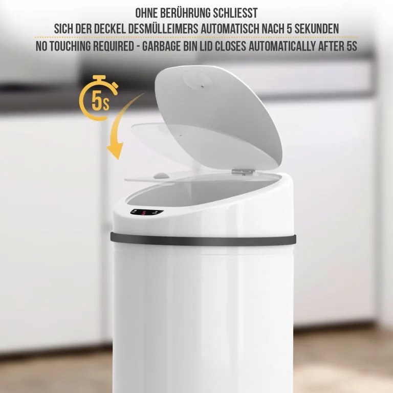 Bezdotykový odpadkový kôš so senzorom, 60 l, biely