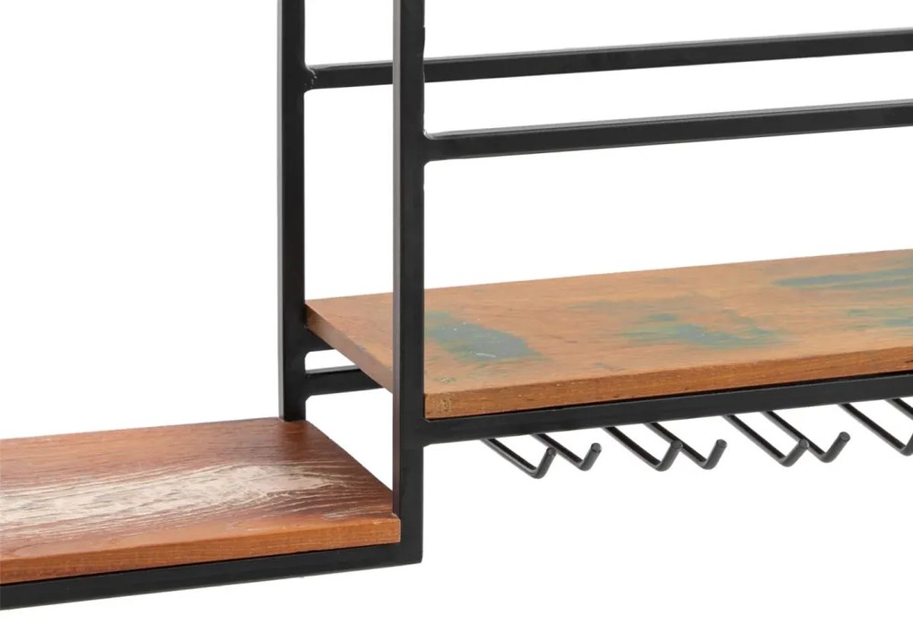 furniture-nabytek.cz - Masívna závesná polica Aro z kovu a dreva, lakovaná, hnedá – 100×20×41 cm