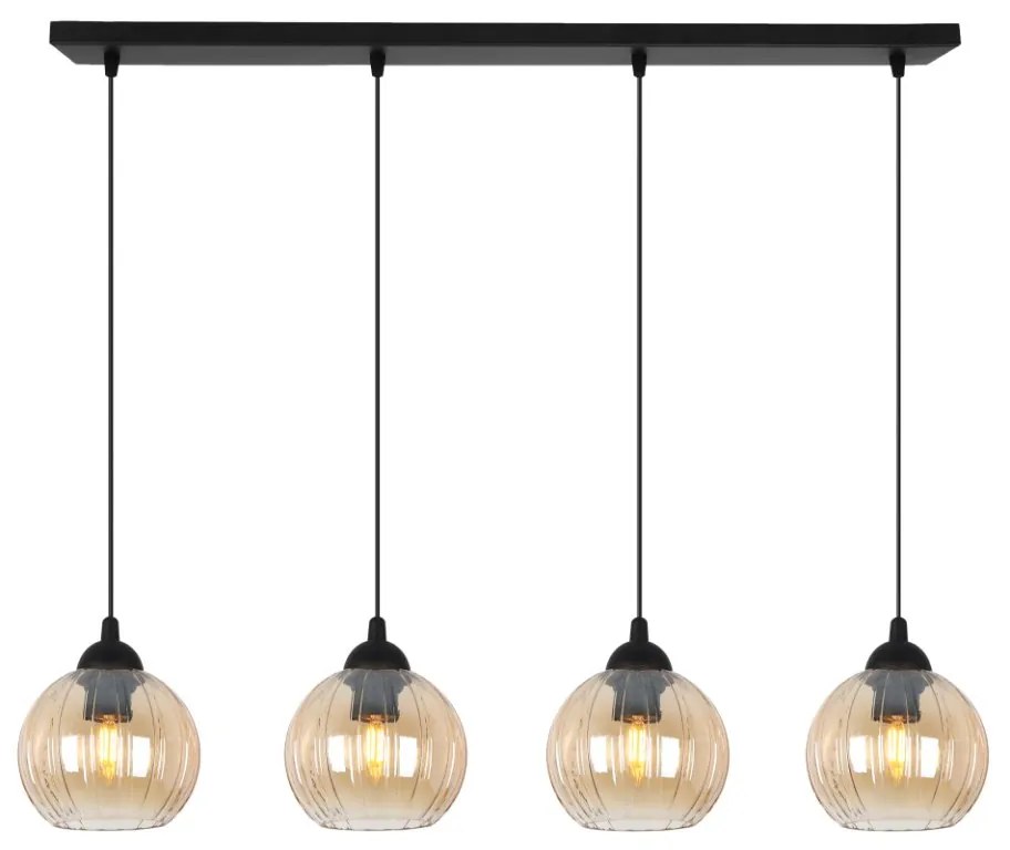 Závesné svietidlo Costa, 4x medové sklenené tienidlo, b