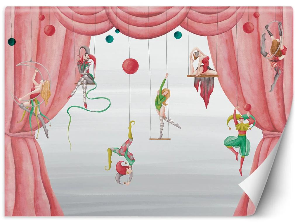Gario Fototapeta Cirkusoví akrobati a ružový záves Materiál: Vliesová, Rozmery: 200 x 140 cm