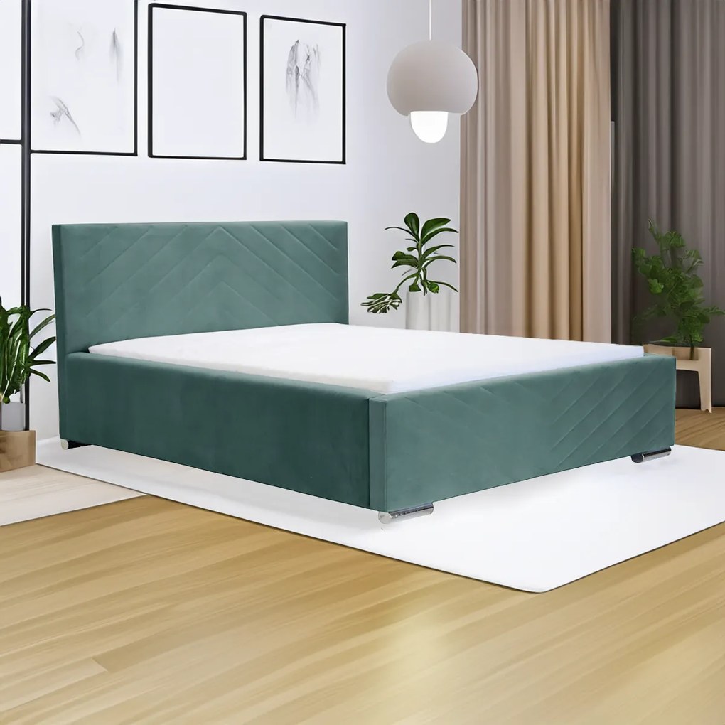 Čalúnená posteľ s úložným priestorom a matracom KOOL 140 x 200 cm Mäta