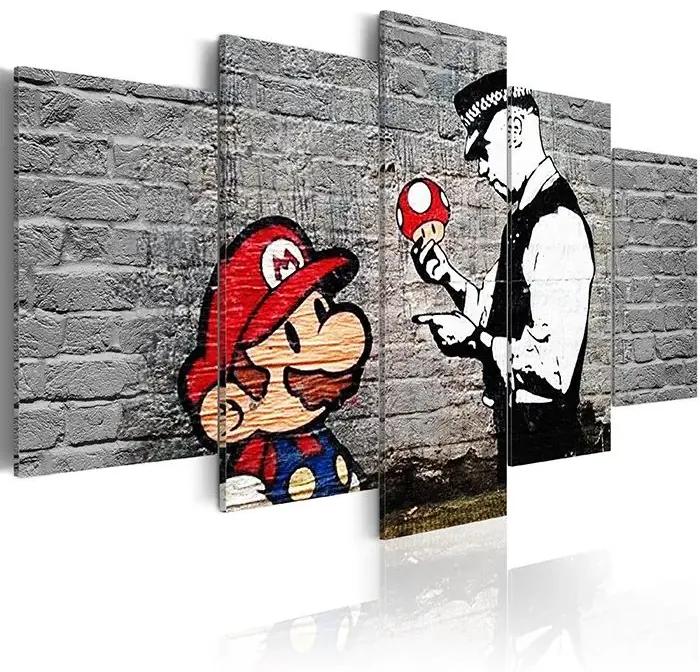 Obraz - Super Mario Mushroom Cop (Banksy) Veľkosť: 200x100, Verzia: Na talianskom plátne