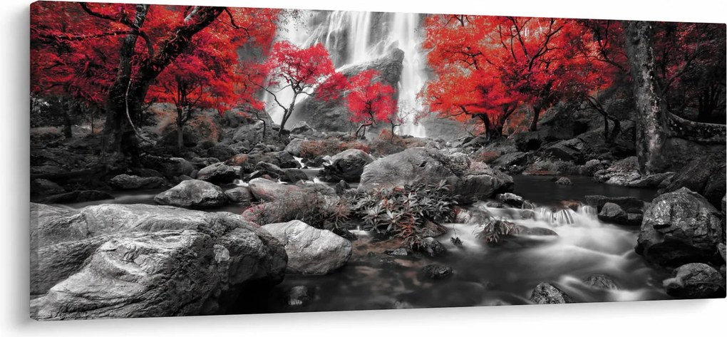 Obraz - Vodopády v jesennej krajine (120x50 cm)