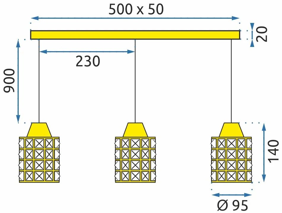 Toolight, stropné svietidlo 3-bodové 3xE27 APP725-3CP, zlatá, OSW-08742