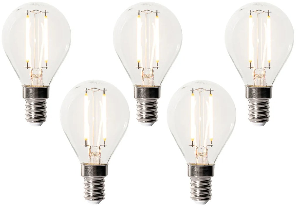 Sada 5 ks E14 dimbare LED lamp P45 helder glas 3W 250 lm 2200K