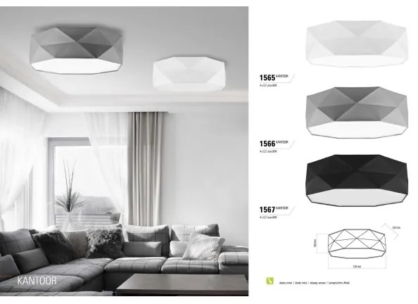 Stropné svietidlo KANTOOR 4xE27/60W/230V biela