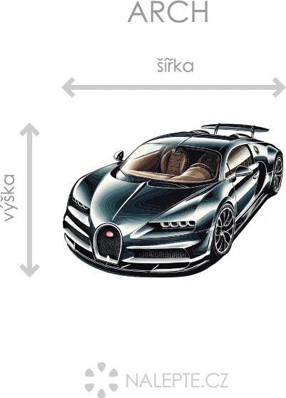 Buggati Veyron textilní prelepiteľná nálepka na stenu list 45 x 31 cm