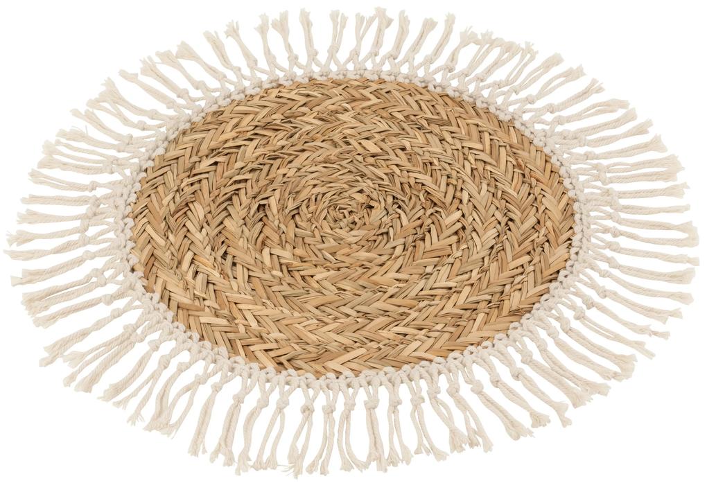 Prírodné pletené prestieranie / podtácok z morskej trávy so strapcami - Ø 50*1.5 cm