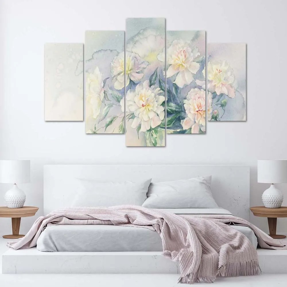 Gario Obraz na plátne Biele kvety - 5 dielny Rozmery: 100 x 70 cm