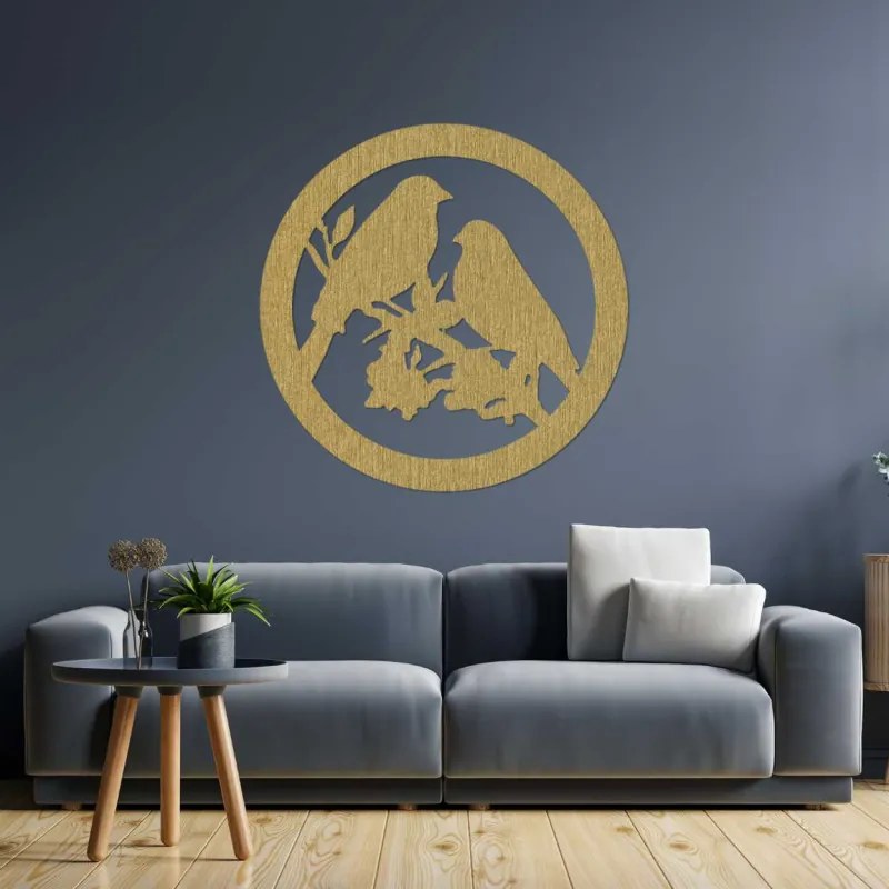 Drevený obraz na stenu vtáky na konári | SENTOP PR0517